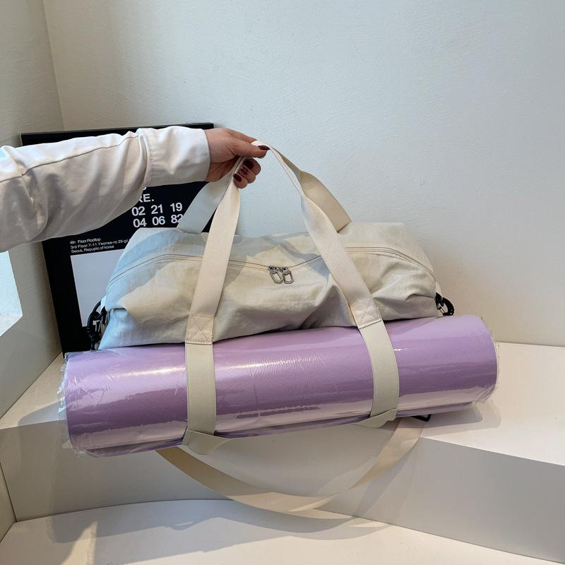 Solid Color Large Capacity Tote Bag Sports Fitness Messenger Bag Women's Dance Yoga Storage Bag Short Trip Tote Bag