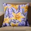 1 Pieces Watercolor Yellow Lavender Floral Throw Pillow Covers Pattern Cushion Cover Suitable For Sofa Bedroom Pillow Cover