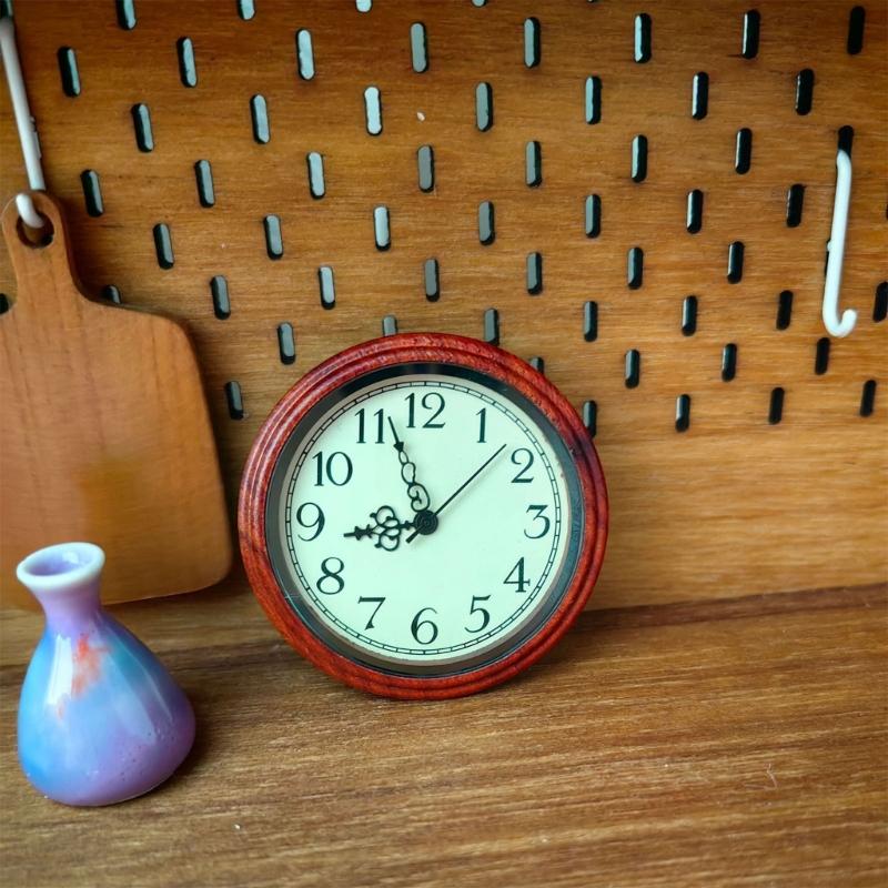 Miniature Retro European Wall Clock For Dollhouses Furniture ABS Portable And Detailed Design