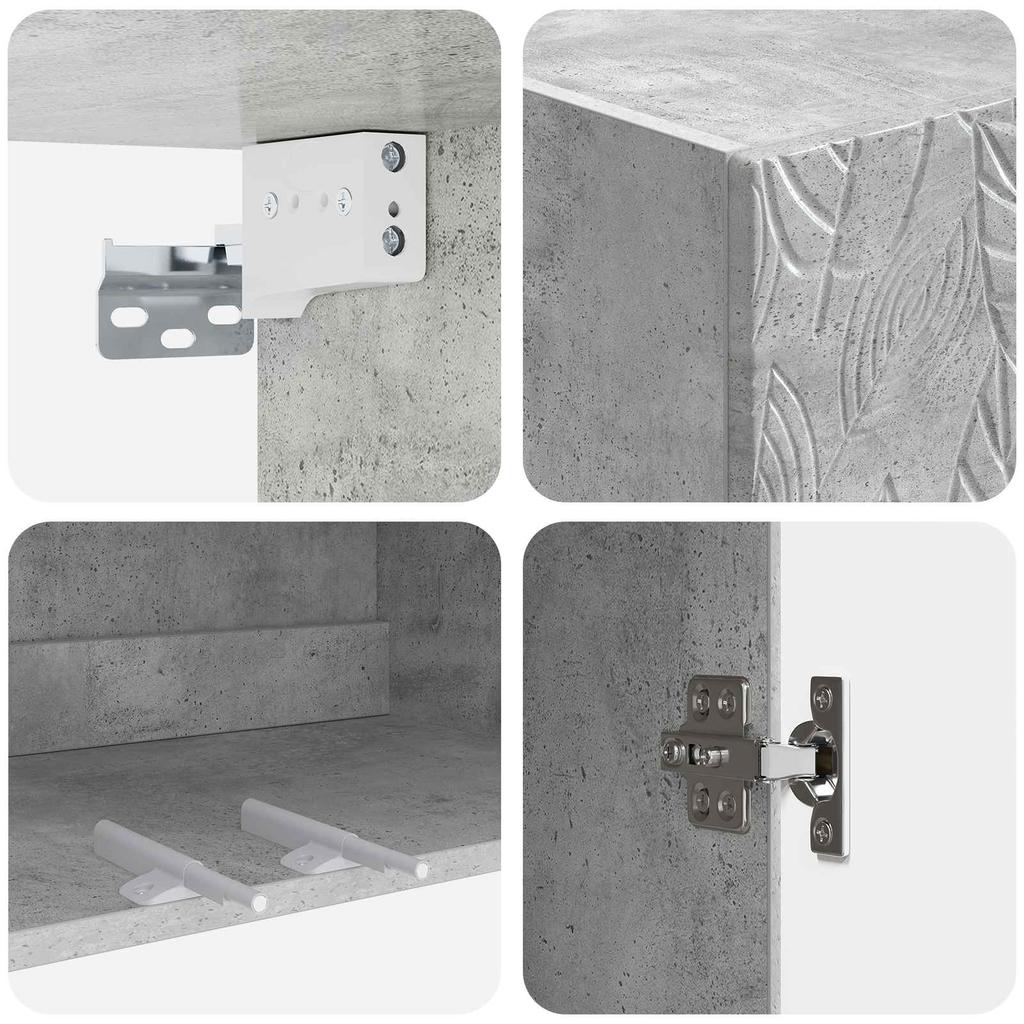 Wall Mounted Cabinet Concrete Grey 59 x 31 x 60 cm Particleboard