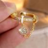 White Zircon Tassel Pendant Chains Opening Rings For Women Vintage Gold Color Engagement Wedding Jewelry Bridal Accessory Gifts