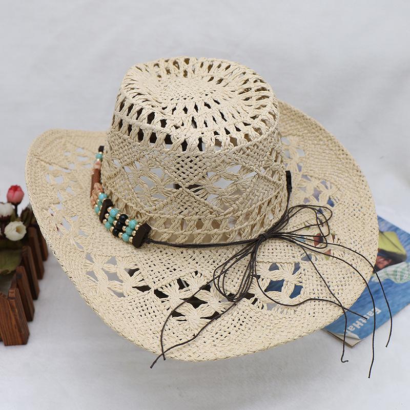 Bohemian Hollow Cowboy Hat Men'S Hat Summer Western Cowboy Beach Hat
