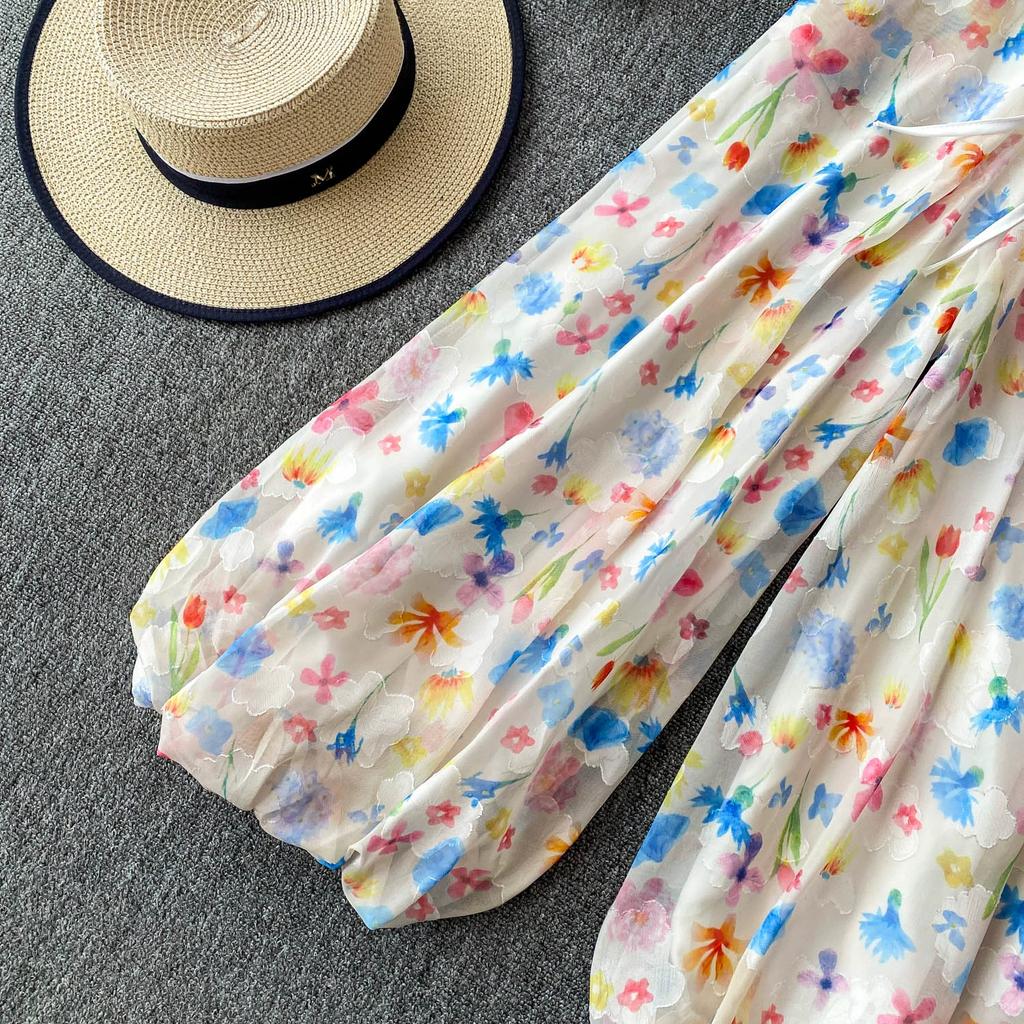 Summer Women Print Lace-up Ankle Length Bud Pants with Pocket