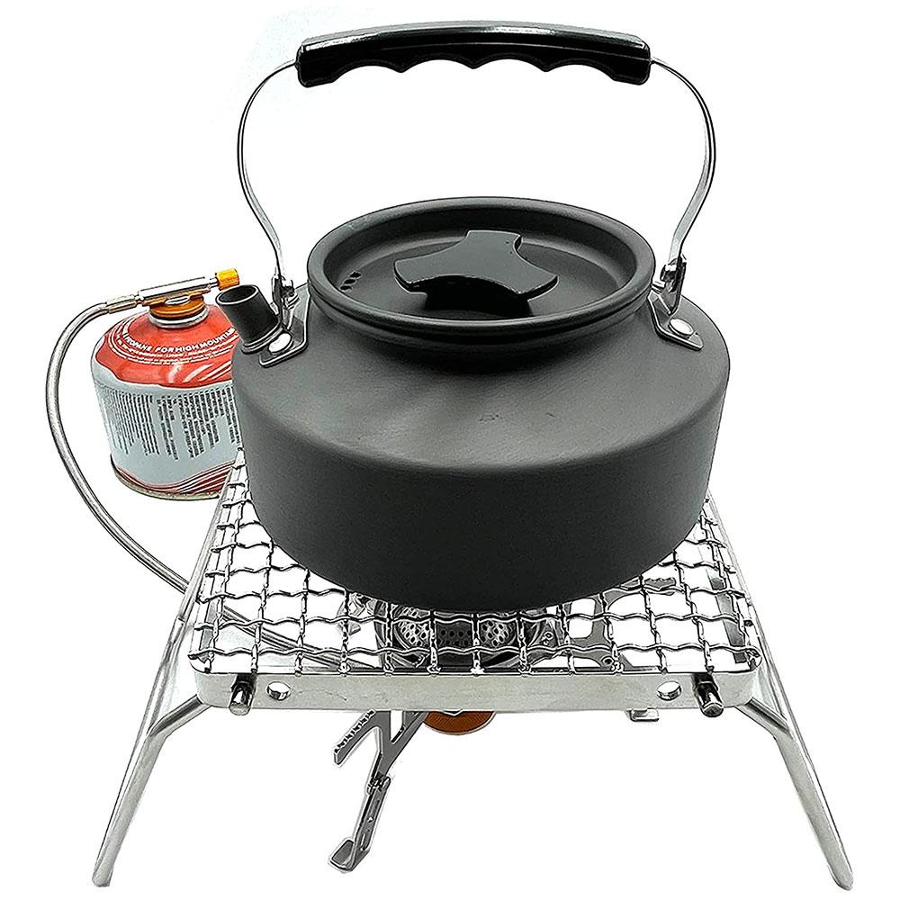 1,1 l Camping-Wasserkocher aus Aluminium, Teekanne, Reise-Pfanne, Teekanne, Kaffeekanne, Geschirr, Kochgeschirr für Wandern, Camping und Rucksackreisen