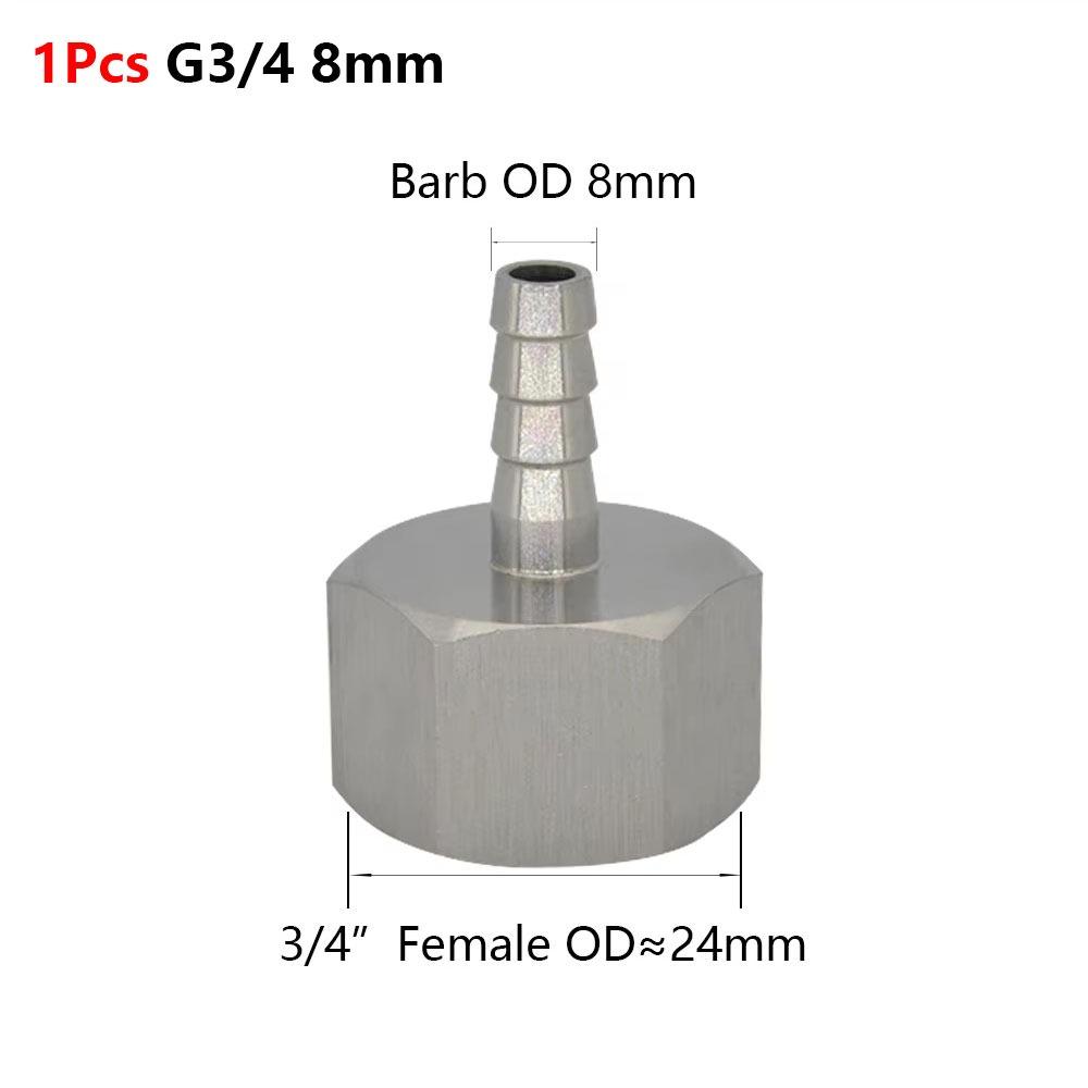 1Pcs 111 Stainless Steel Hose Barb Connector Silver Tone Straight Design Pipe Fitting Connector 6-19mm Barb Sizes