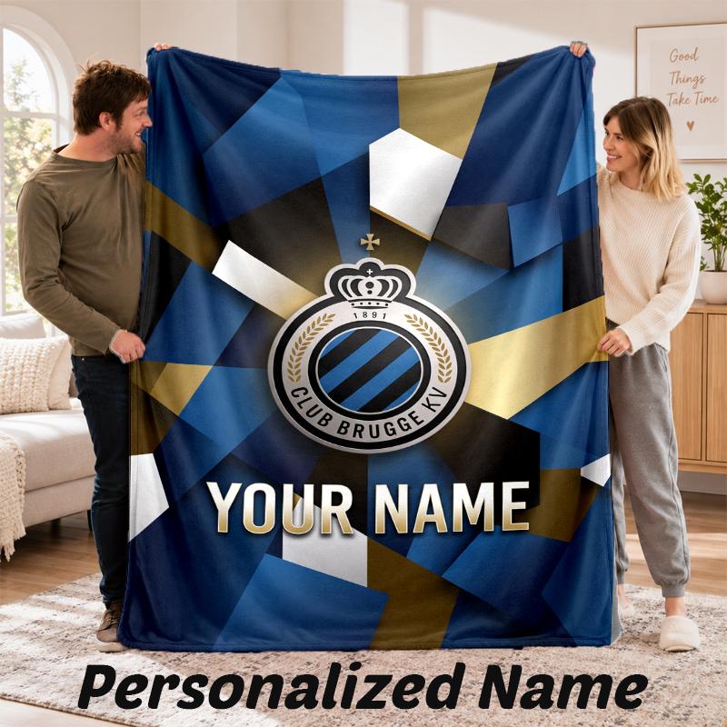 Club Brugge FC Personalized Flannel Blanket Custom Name Text Soft Throw Blanket Home Decor