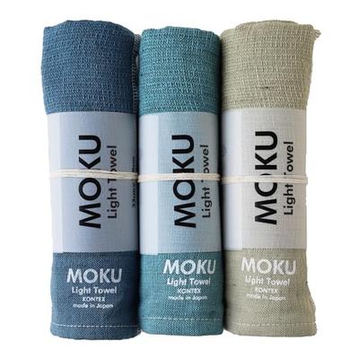 Contex MOKU <60005-90> Face Towels, Medium, Set of 3 (Turquoise, Blue-Green, Khaki)