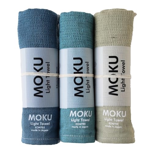 Contex MOKU  60005-90  Face Towels, Medium, Set of 3 (Turquoise, Blue-Green, Khaki)