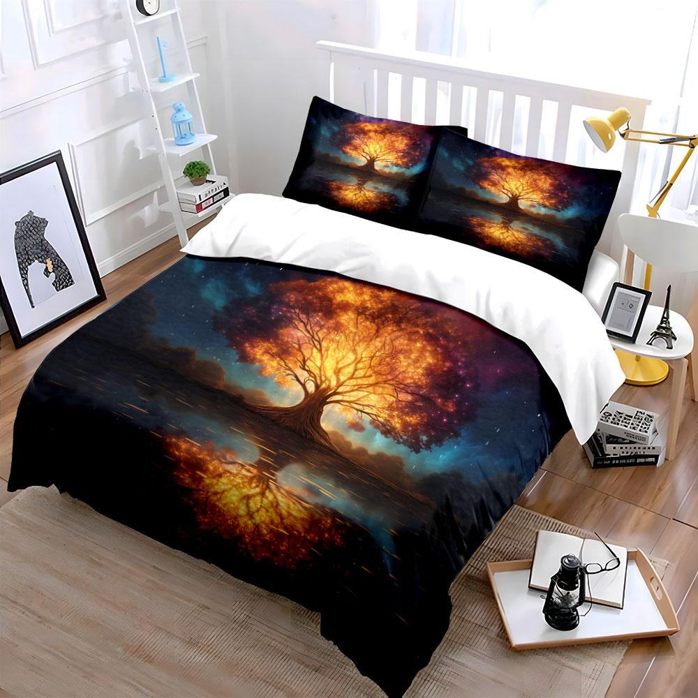 Glowing Tree Art Decoration Set Soft Comfortable Duvet Cover Bedding Set Included 1*Duvet Cover & 2*Pillowcases, Gift