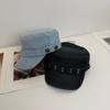 Washed Denim Rivet Flat Top Y2k Equestrian Hat Fashion Denim Octagonal Hat  Travel