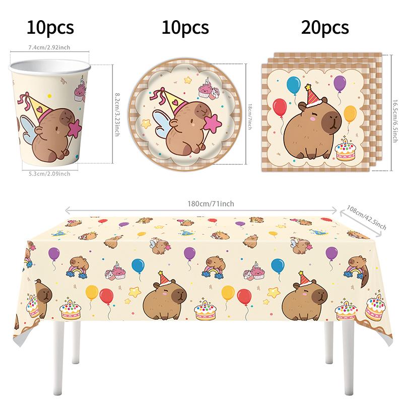 Capibara Capybara Birthday Decoration Disposable Tableware Birthday for Bara Baby Shower Tableware Balloons Capibara Cumpleaños