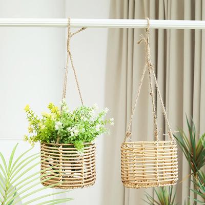 1PC Home Decor Grüne Pflanze Woven Rattan Vase Blume Körbe Hängen Blumentopf Garten Wicker