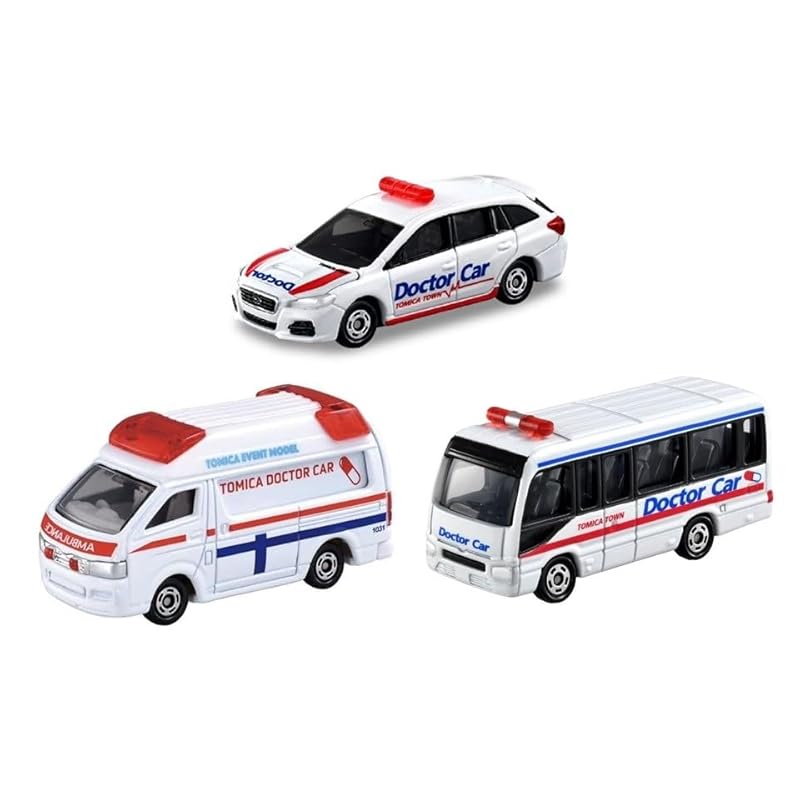 

[]Takara Tomy tomica Doctor car set 3 types Tomica shop original Levorg toyota coaster Event model No.9 Tomica Town Doctor Car Specifications