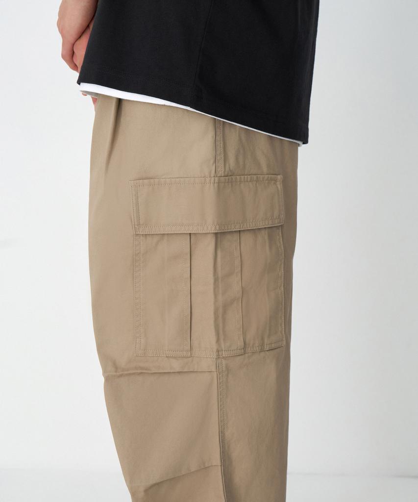 Musinsa Standard Cotton Parachute Elastic Cargo Pants [Beige]
