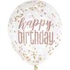 Unique Party Glitz Latex Confetti Happy Birthday Balloons (Pack of 6)