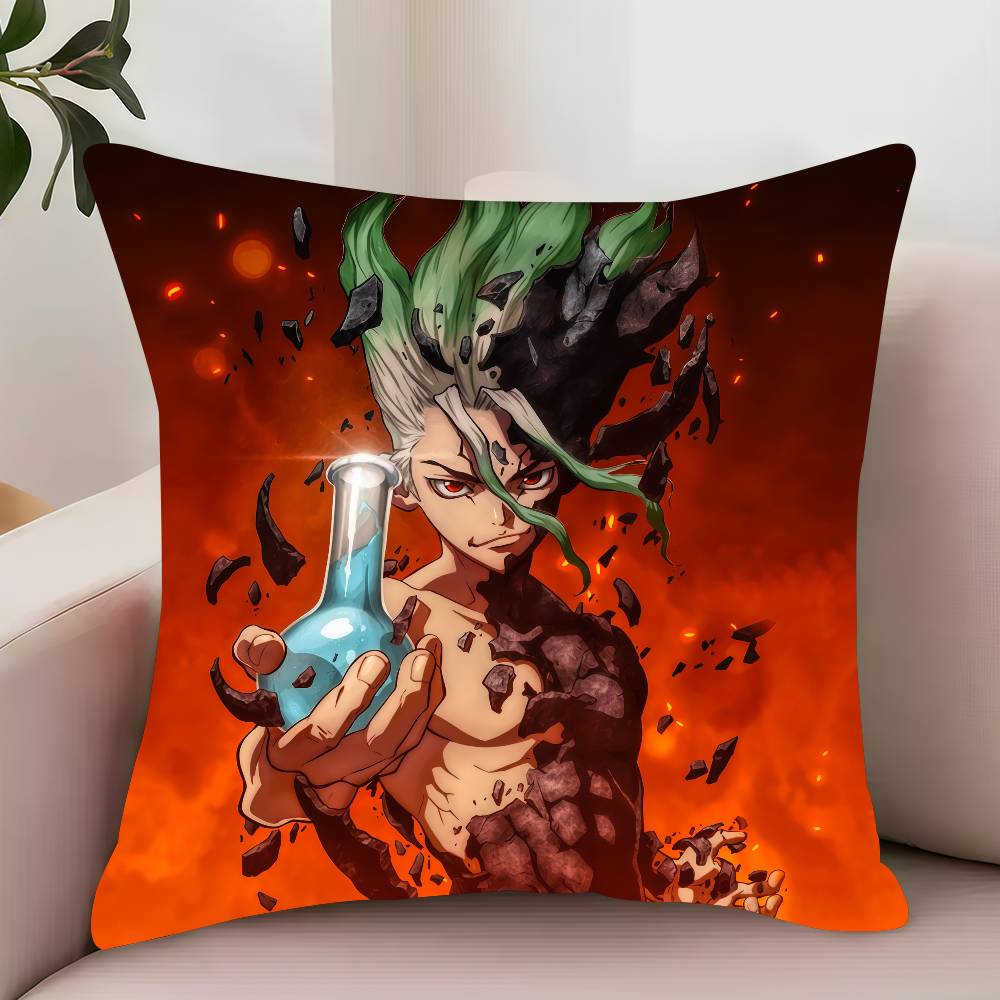Bilibili D-Dr.STONE 4 Anime Pillow Case Decor Protective Covers Comfortable Soft for Sofa Living Room Home Office
