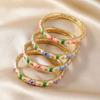 Bracelet Chinois Cloisonné Émail Double Jonc Bracelet Jonc Chinois Fleur Creuse Classique Ethnique Bracelet de Main pour Femmes Filles