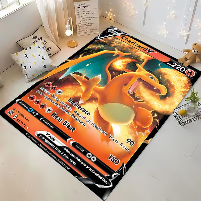 Potdemiel Japanese Anime Pokemon Charizard Card Pattern Carpets Bedroom Mats Rug Bedroom Decor Carpet Crawl Mat Christmas Gift