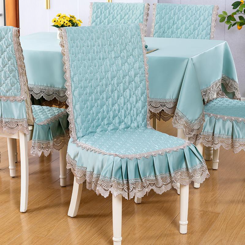 European Ins Style Quilted Dining Chair Dustproof Mat Universal Lace Chair Cover Non Slip and Easy To Clean Dining Chair Mats for Home Restaurants