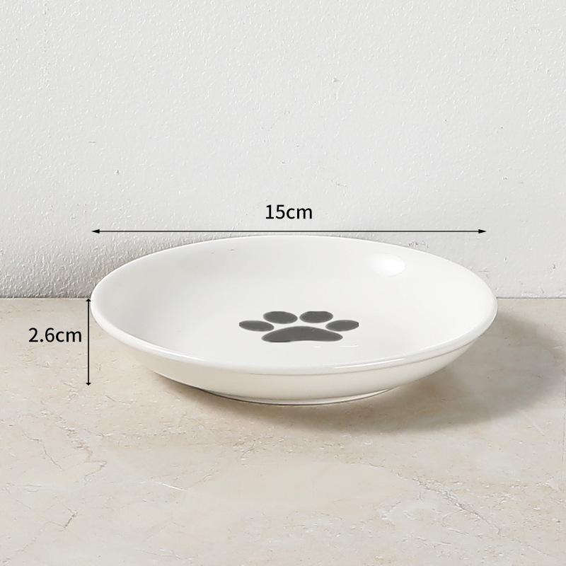 High-Footed Ceramic Cat Bowl - Anti-Tip, Anti-Cervical Spondylosis, Ideal for Snacks & Canned Food