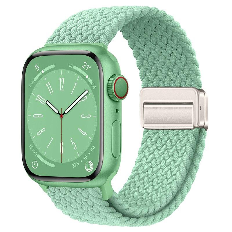 Braided Band for Apple Watch Strap 44mm 40mm 45mm 46mm 49mm 41 42 38 Magnetic Nylon Bracelet iWatch Series Se 7 6 8 9 10 Ultra 2