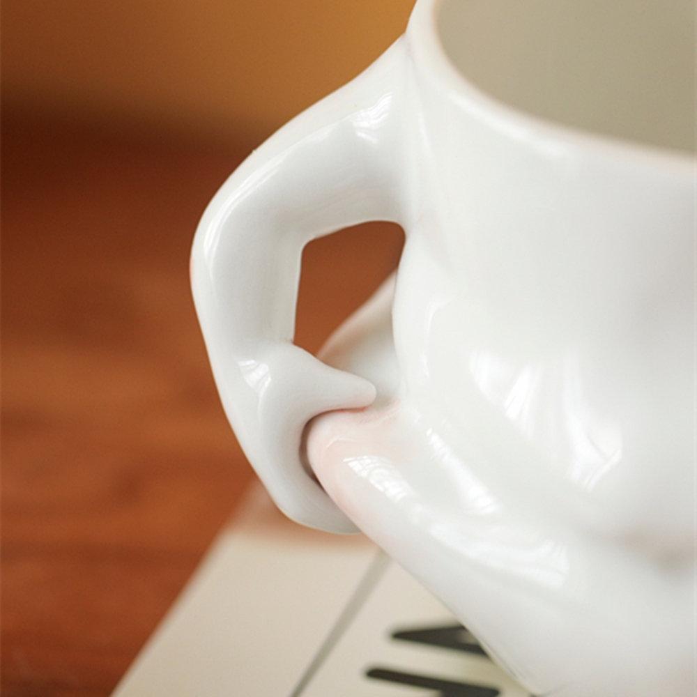 Kawaii Ceramic Coffee Mug Cute Pinch Belly Porcelain Cup Creative Funny Drinking Mug for Breakfast Milk Water