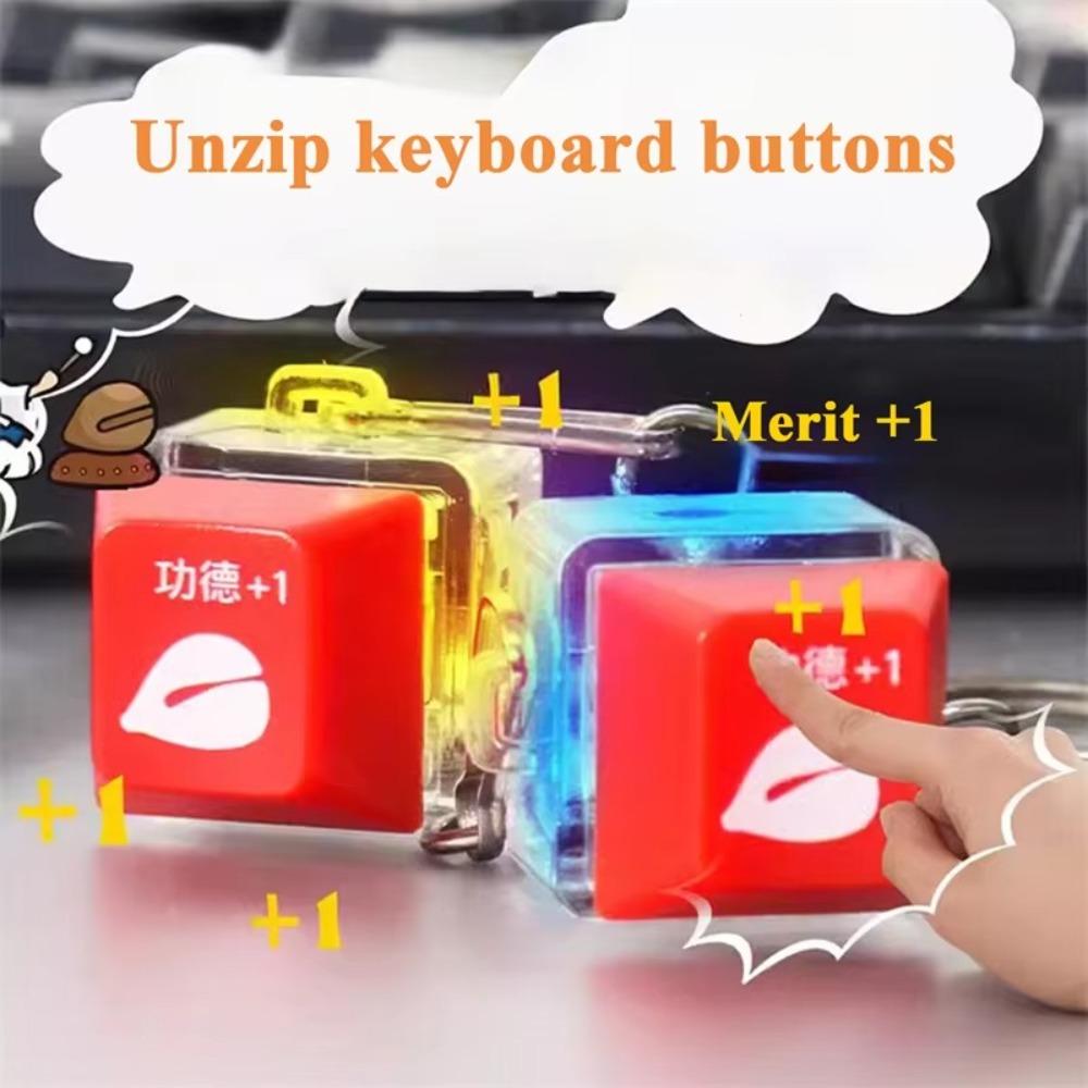 Wooden Fish Keychain Led Light Finger Keyboard Mini Fidget Button  Gift