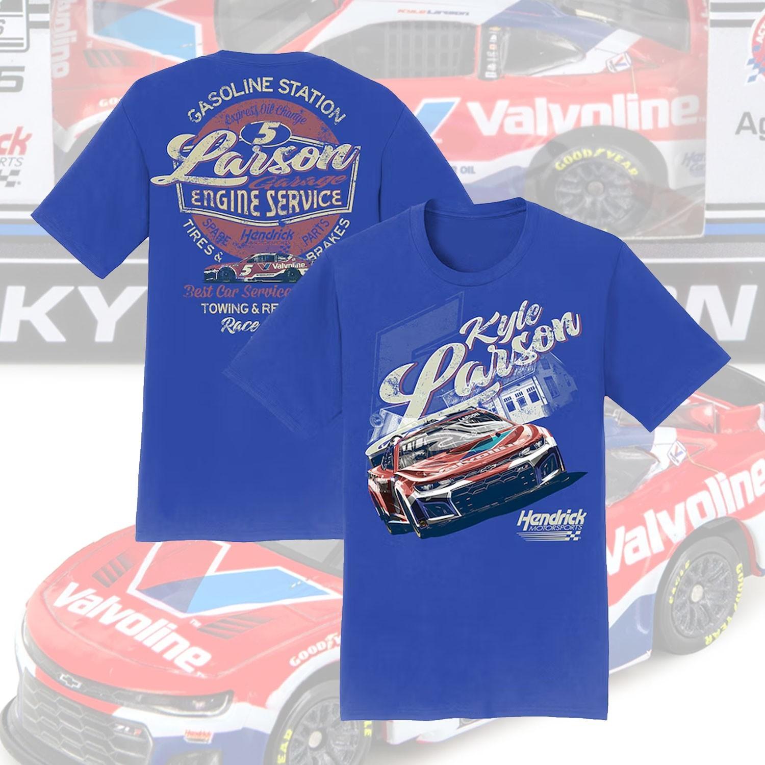 Kyle Larson Hendrick Motorsports Collection Valvoline Car T-Shirt Royal Reprint Unisex T-Shirt XXXXL