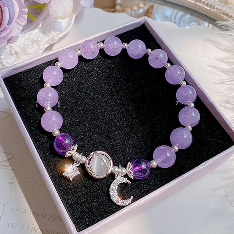 Nischendesign Sternkette Quastenarmband für Frauen Fantasie Blaue Kristallperlen Elastisches Seilarmband Beste Freundin Schmuck Geschenke