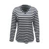 Women's Striped Color-blocked V-neck Pullover Long-sleeved Knit Top