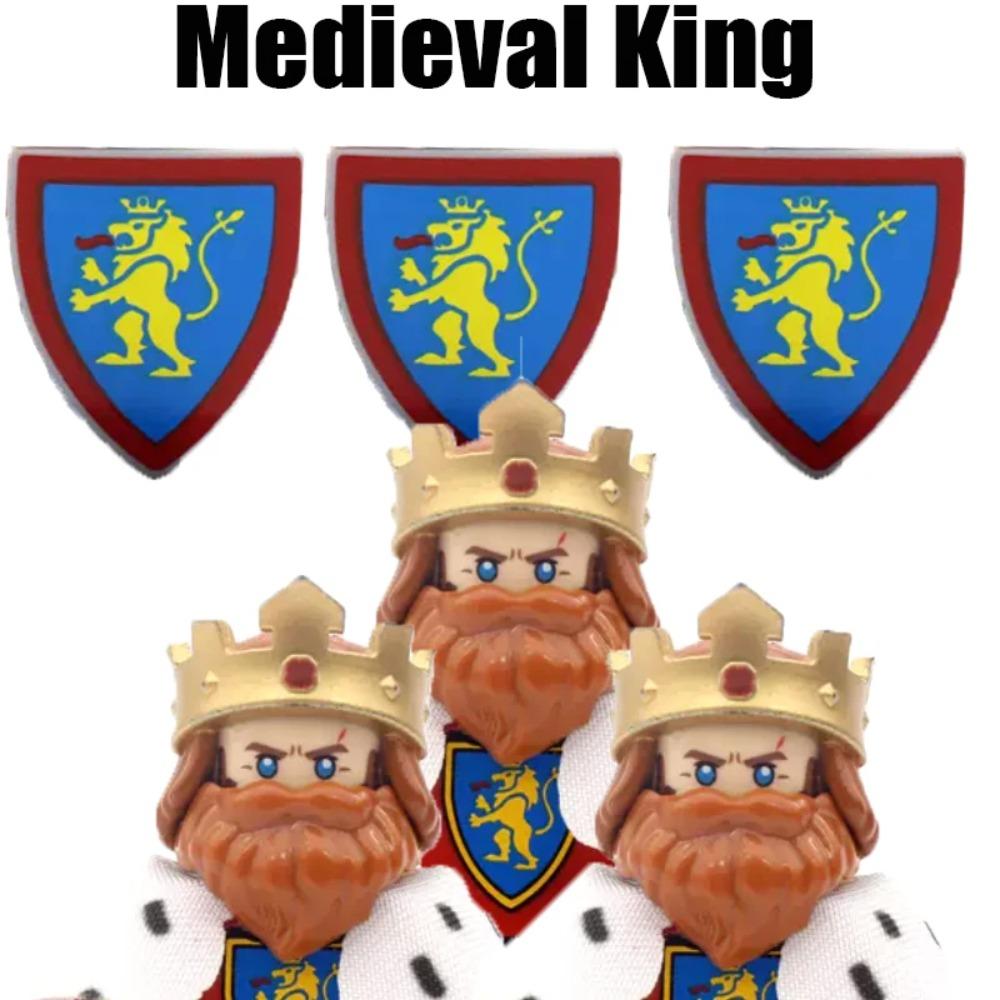 MOC Re Medievale Blocchi da Costruzione Esercito Castello Corvo Leone Rosso Aquila Nera Cavaliere Soldato Figure Spade Scudo Armi Mattoncini Giocattoli