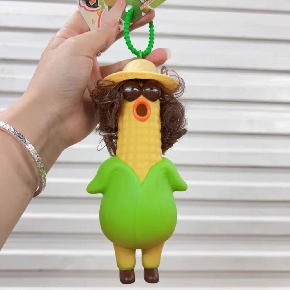 Shrill Corn Key Chain Flexible Squishy Toy Pendant Sensory Toy Screaming Chicken Teens