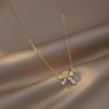 Sparkling Diamond Small Bow Necklace Women Light Luxury and Sweet Collarbone Chain
