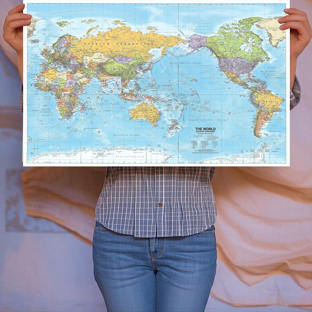 Polyester,Englische Karte-Weltkarte Politische Verteilung 2012 Jahr Wandhängendes Poster Dekor Reise-/Bildungsmaterialien