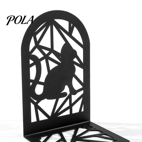 Heavy Book Ends 1 Pair Metal Hollow Cat Bookends, Decorative Stopper for Shelf, Non-Skid Black Home Office Desk Matte Finish Bookend