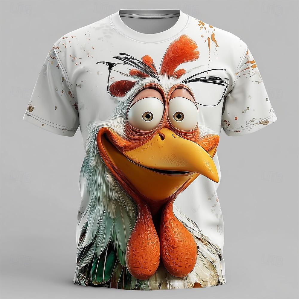 Men's Animal 3D Character T Shirt Short Sleeve T shirt 3D Print O-Neck Shirt Exaggerated Designer Party Street Casual Tee Tops