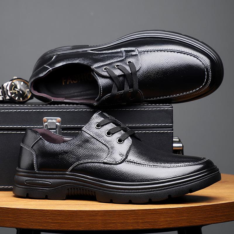 The First Layer of Cowhide Men's Shoes Autumn New Men's Casual Leather Shoes Men's Fashion Breathable Shoes British Lace-up Single Leather Shoes