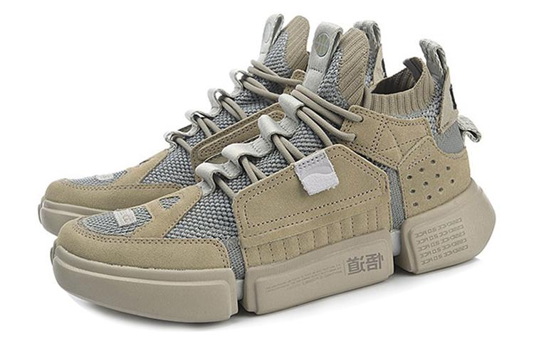 Li Ning Enlightenment ACE Paris Fashion Apparel Week Mid Top Sports Casual Shoes Men's Khaki Gray AGBN069-7