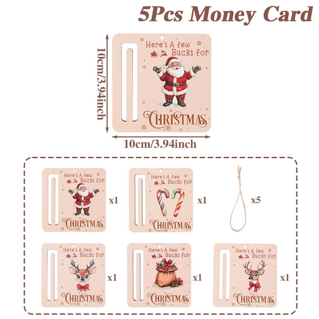 Christmas Santa Claus Wooden Money Card Pendant Merry Christmas Decor for Home 2025 Navidad Xmas Tree Ornament New Year 2026