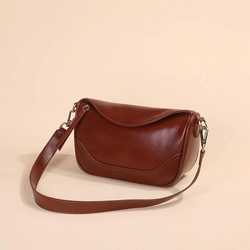 

Слой верха коровья кожа сумка для мамы 2025 новая высококлассная сумка через плечо сумка на плечо натуральная кожа сумка-пельмень для женщин изысканная мода 21*15*8 темно-коричневого
