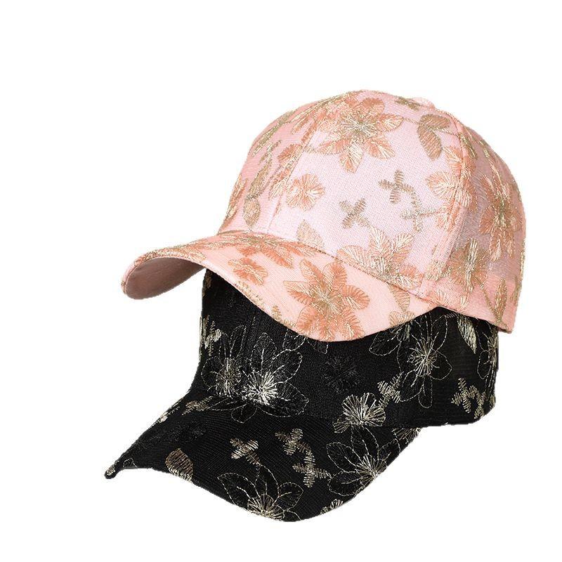 Women's Hat Fashion Versatile Embroidered Flower Lace Cap Sun Hat Summer Outdoor Breathable Baseball Cap Women