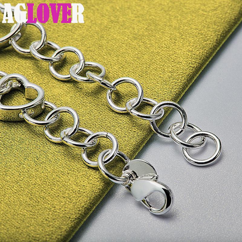 925 Sterling Silver Full Heart Bracelet Jewelry