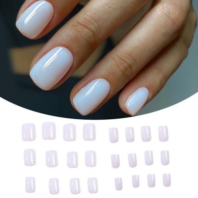 1 Set Solid Color Fake Nails Elegant Prevent Breakage Elevate Your Look Detachable Reusable Wearing Nails