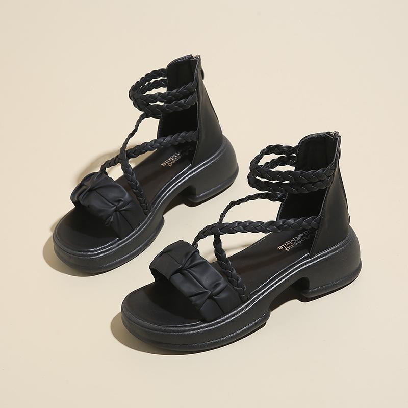 

Fairy wind platform sandals female outer wear summer new 2025 soft sole word with beach non-slip sandals 40 чёрный