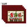 Holiday Party Supplies 4Pcs Christmas Linen Placemat Set, Cartoon Snowman Gingerbread Gnome Table Heat Insulation Pads Mat, Resistant Place