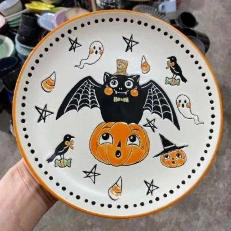 

Расписанная вручную рельефная керамическая обеденная тарелка на Хэллоуин – Посуда в западном стиле 8.5inch E