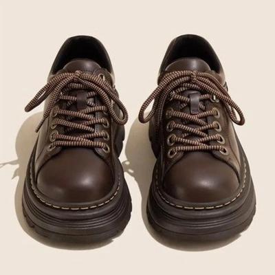 Mode Dames Derby Schoenen Herfst Britse Stijl Dames Schoenen Loafers Met Bont Ronde Neus Klompen Platform Casual Sneaker Leer Herfst Pr
