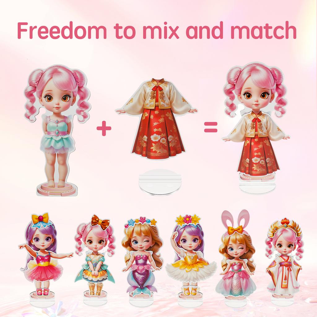 4Sets Magnetic Dress Up Dolls for Girls Ages 4-10 DIY Magnetic Paper Dolls Cute Paper Dress Up Dolls Exquisite Princess Dress Up Dolls