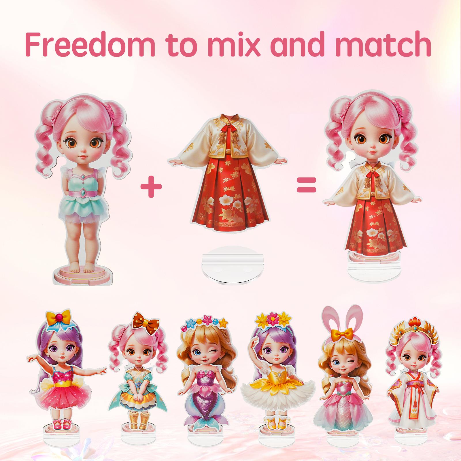 4 комплекта магнитных кукол для девочек в возрасте от 4 до 10 лет. Магнитные бумажные — фото 4