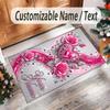 Hearts Theme Crystal Velvet Floor Rug Personalized Custom Name Text Warm Carpet Home Decoration